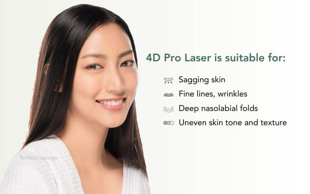 Fotona 4D is suitable for sagging skin, fine lines, wrinkles, deep nasolabial folds